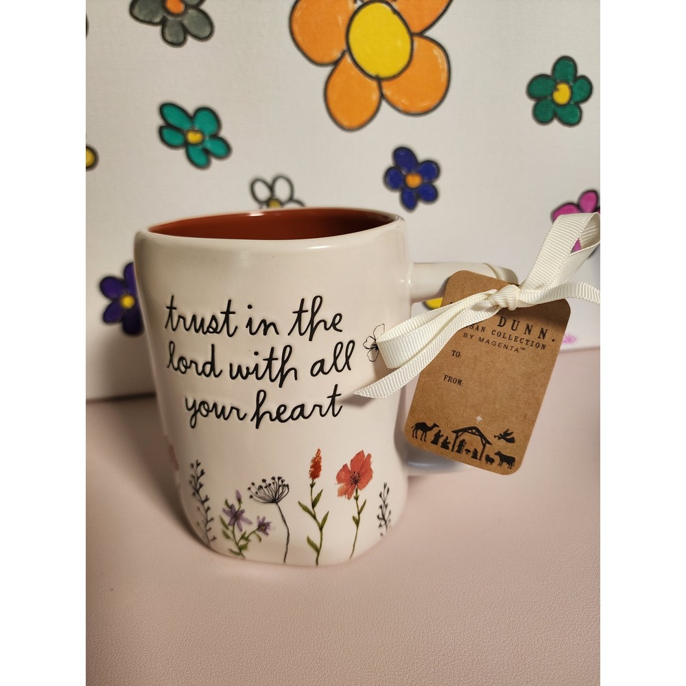 Rae Dunn Trust In The Lord With All Your Heart Floral Mug NWT Artisan